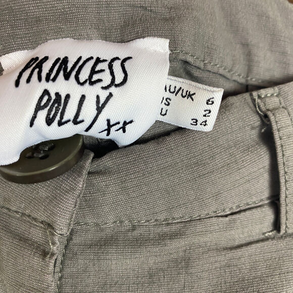 Princess Polly Gray Wide Leg High Waisted Dress Pants Size 2 Gray Cotton Pleated - Picture 3 of 9